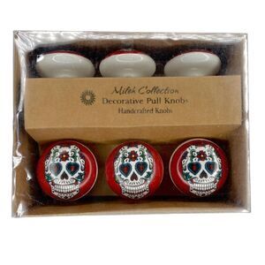Mileh Collection Set of 6 Ceramic Decorative Pull Knobs NIB